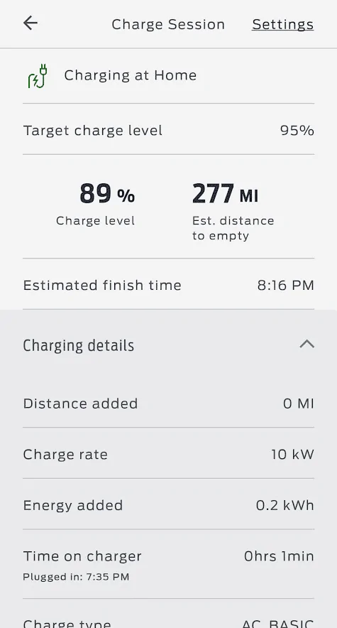 Ford F-150 Lightning I have a Tesla wall charger with adapter 80 amp how can I check to see what it is delivering? 1695078778897