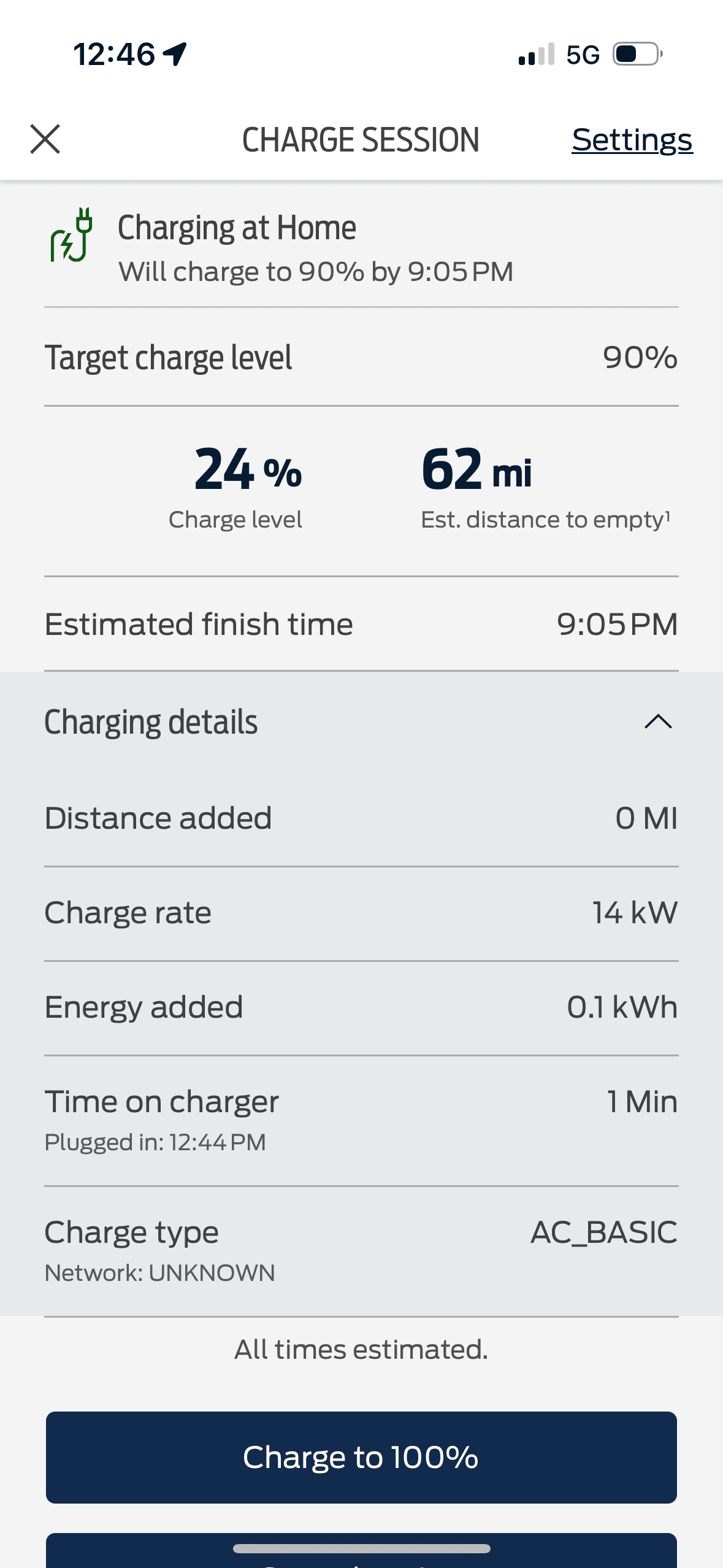 Ford F-150 Lightning I have a Tesla wall charger with adapter 80 amp how can I check to see what it is delivering? IMG_4386