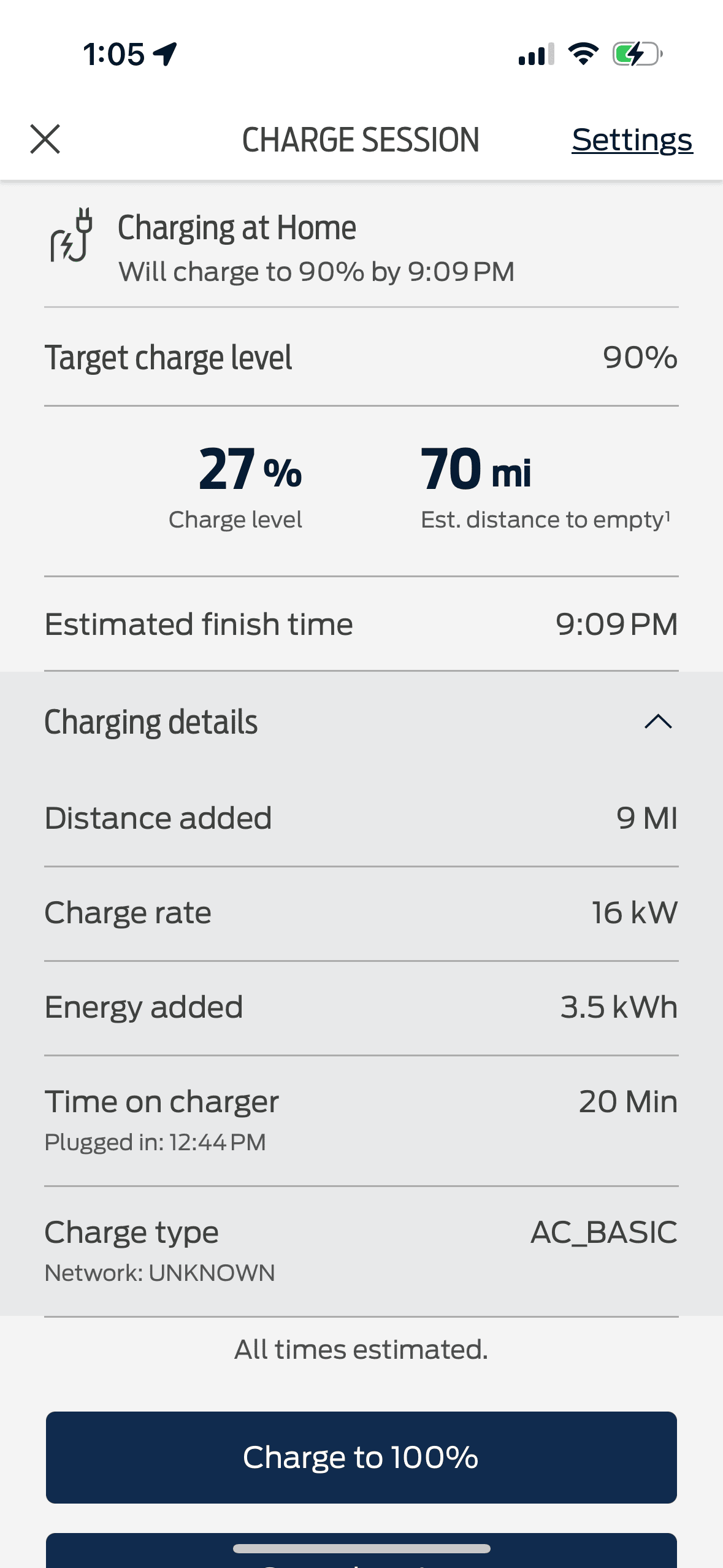 Ford F-150 Lightning I have a Tesla wall charger with adapter 80 amp how can I check to see what it is delivering? IMG_4387