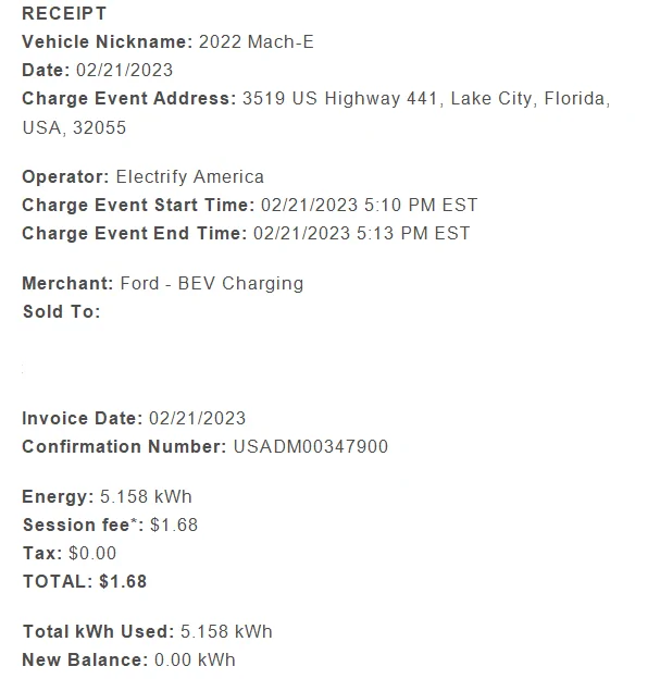 Ford F-150 Lightning WHY does EA charge cost VARY, even at the same location?? receipt