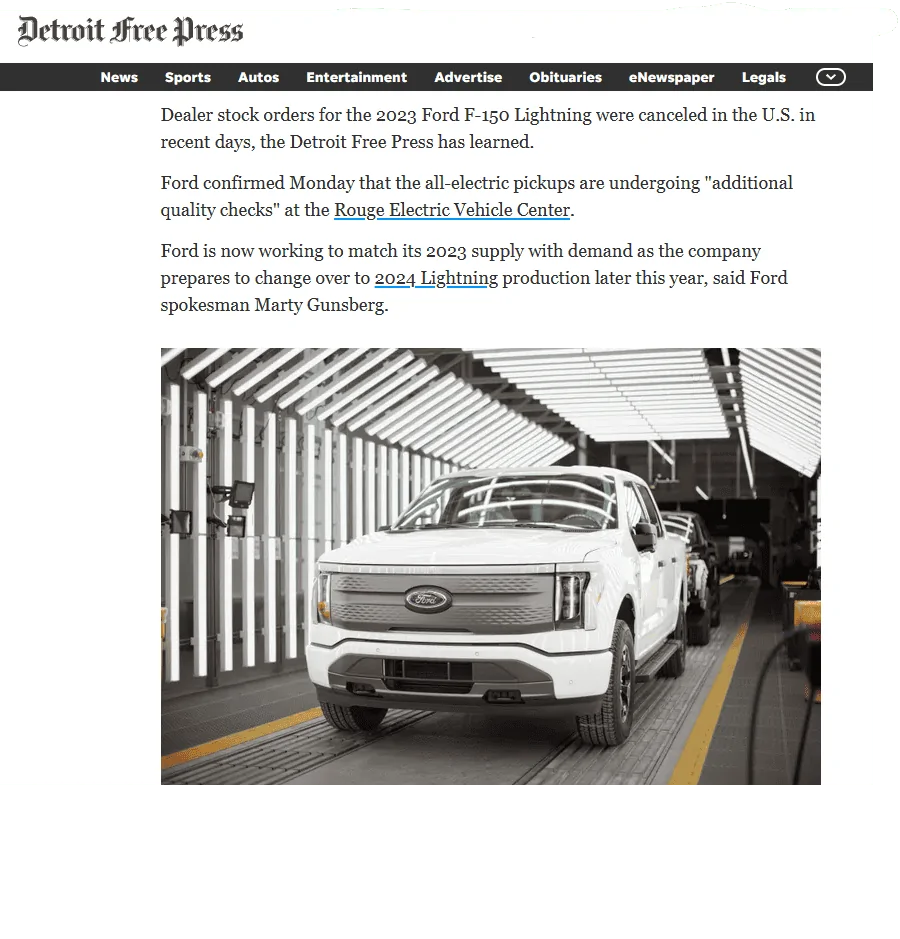 Ford F-150 Lightning Ford cancelling EV orders? 1696367325568