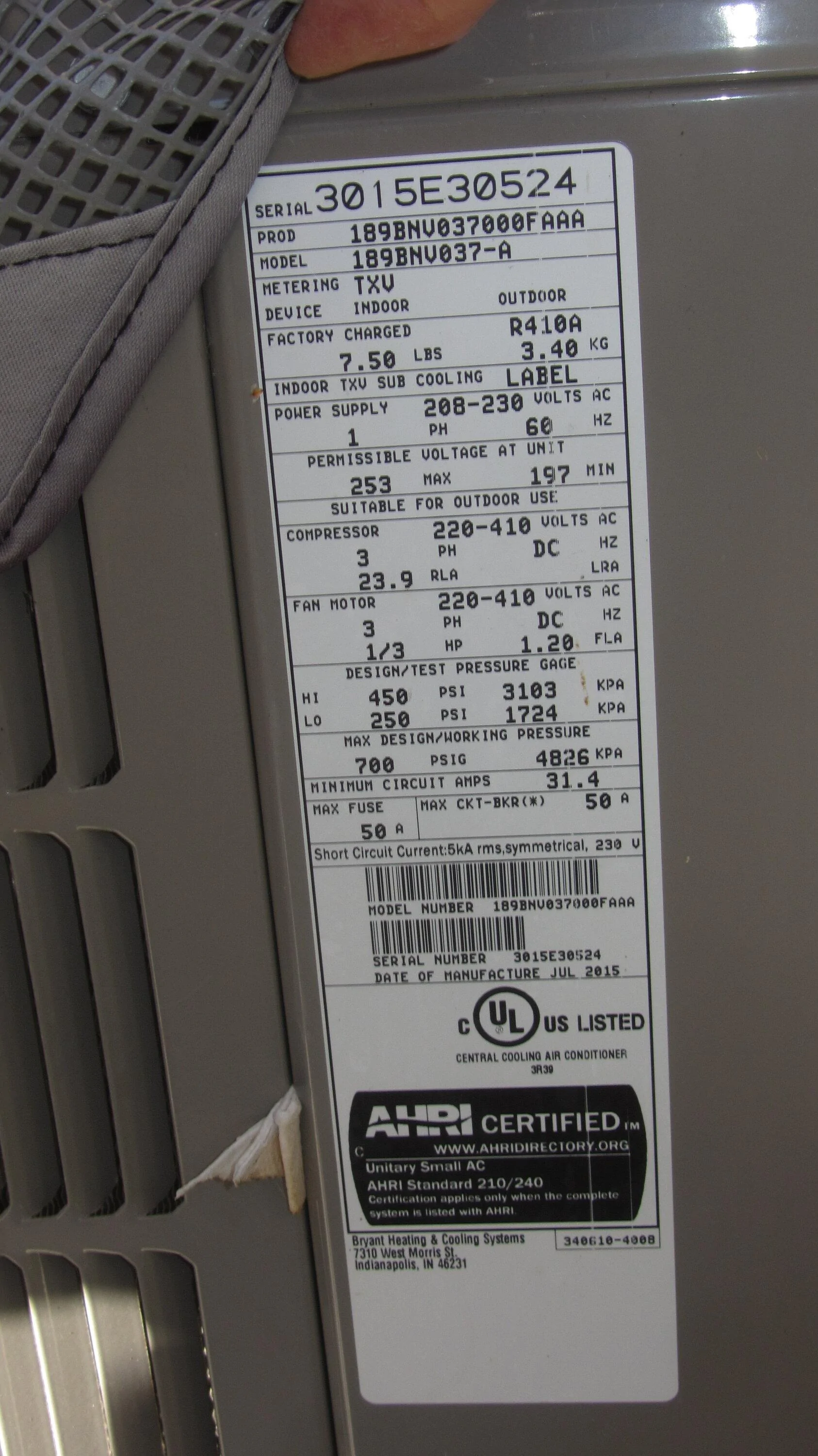 Ford F-150 Lightning 9.6kw ProPower - different battery pack? IMG_3415 bryant air conditioner sn3015e30524 prod189bnv037000faaa model189bnv037-a min circui