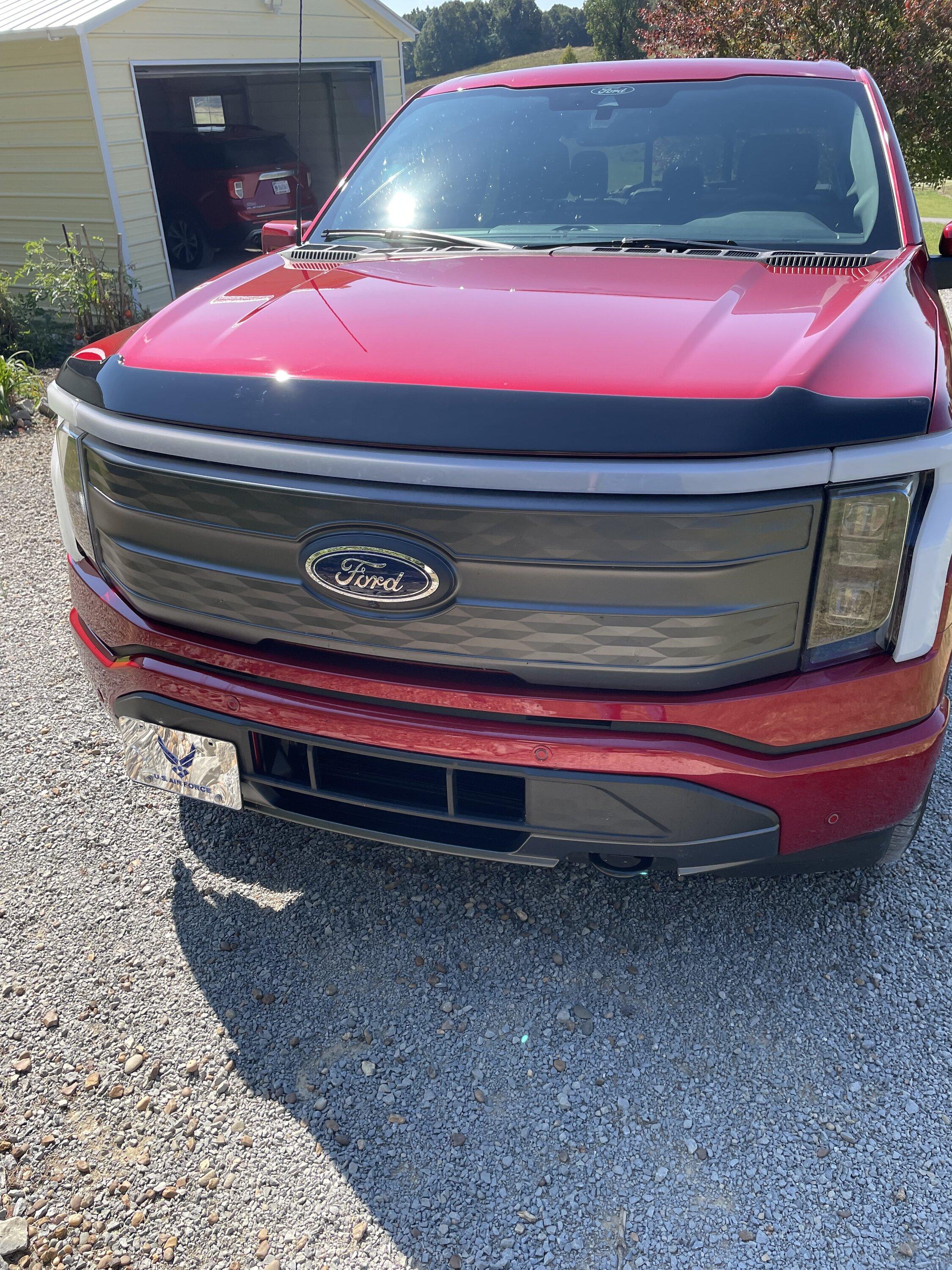 Ford F-150 Lightning Installed Lund Aeroskin Bug Deflector for 2023 Lariat IMG_1803