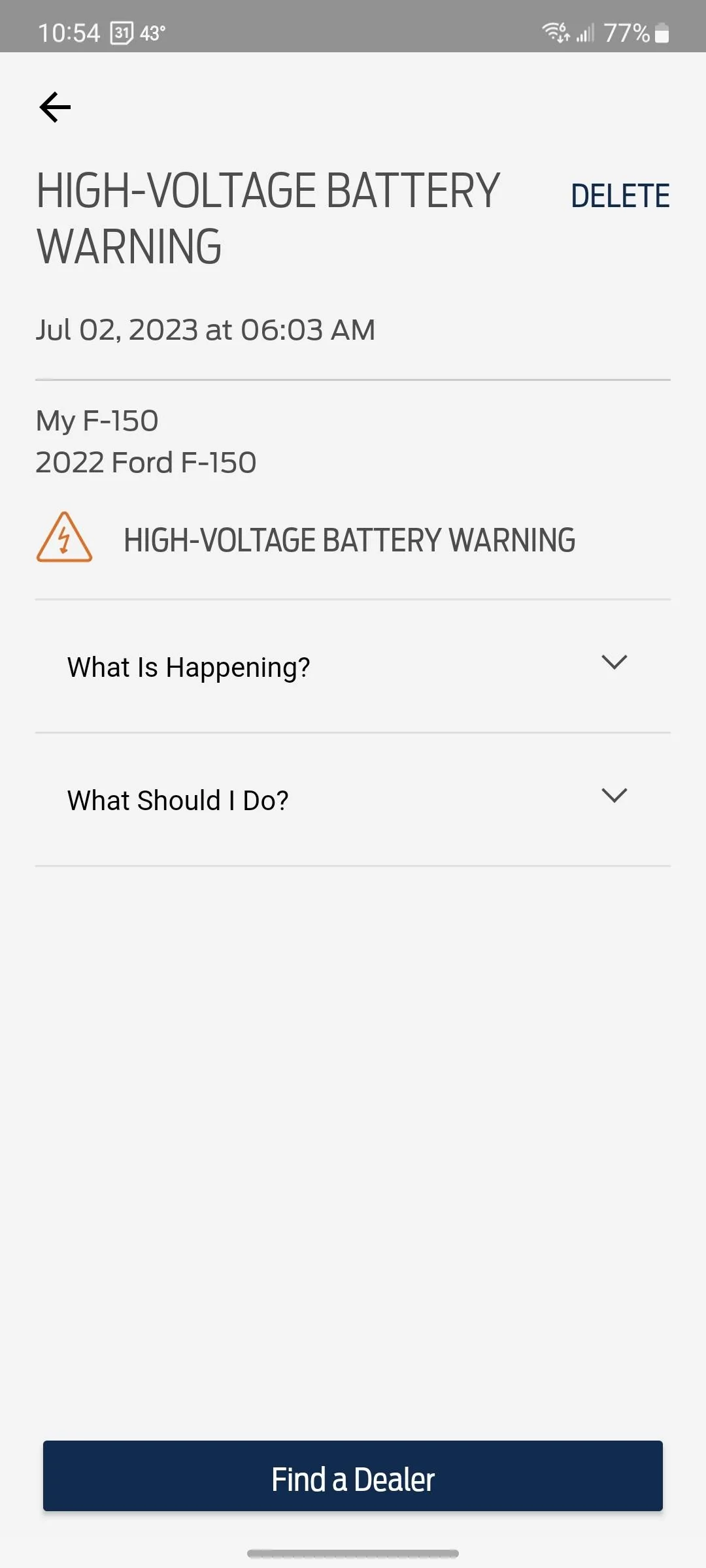 Ford F-150 Lightning Quick help needed - Stop Safely Now and Charge Fault errors while 5 hours from home, but was able to clear with 12v disconnect Screenshot_20231029_105439_FordPass