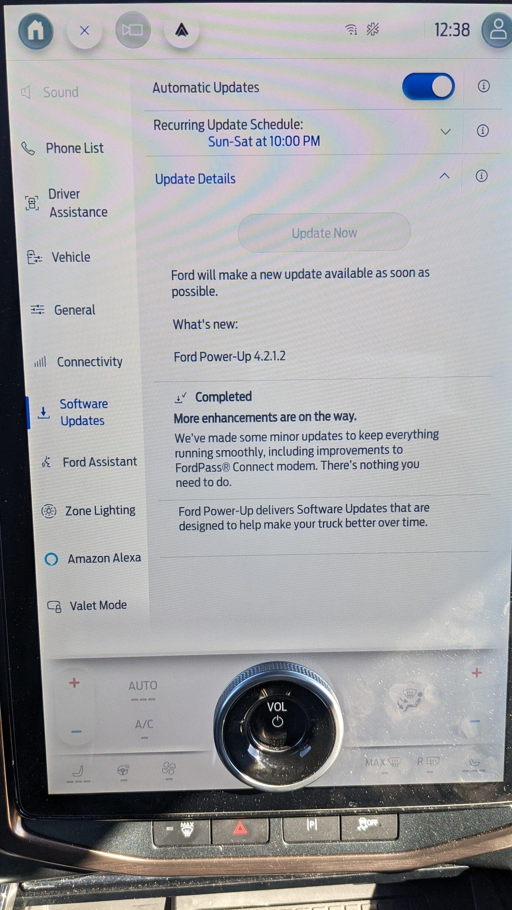 Ford F-150 Lightning power up software updated last night software update nov 28 4.2.1.2