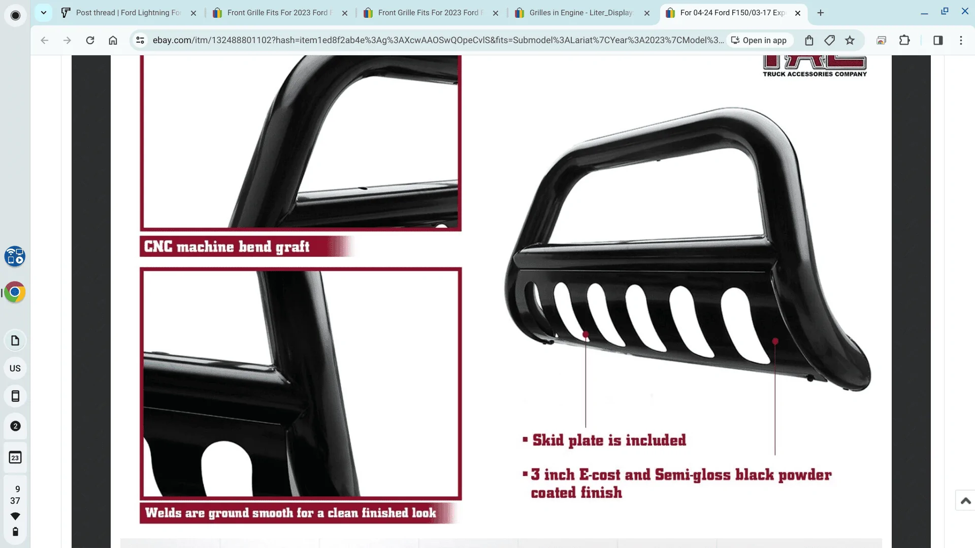 Ford F-150 Lightning Front Bull Bar Bumper 1703345874530