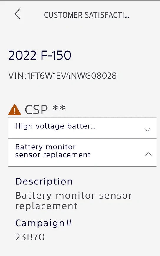 Ford F-150 Lightning CSP-23B70 Certain 2022-23 F-150 Lightnings - BMS Sensor Replacement 1704486082327