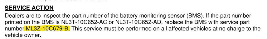 Ford F-150 Lightning CSP-23B70 Certain 2022-23 F-150 Lightnings - BMS Sensor Replacement 1705098035357
