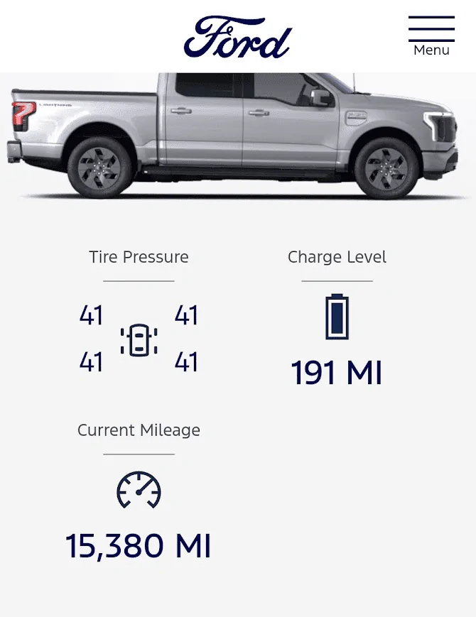 Ford F-150 Lightning Mileage in truck doesn't match website 1706561074707