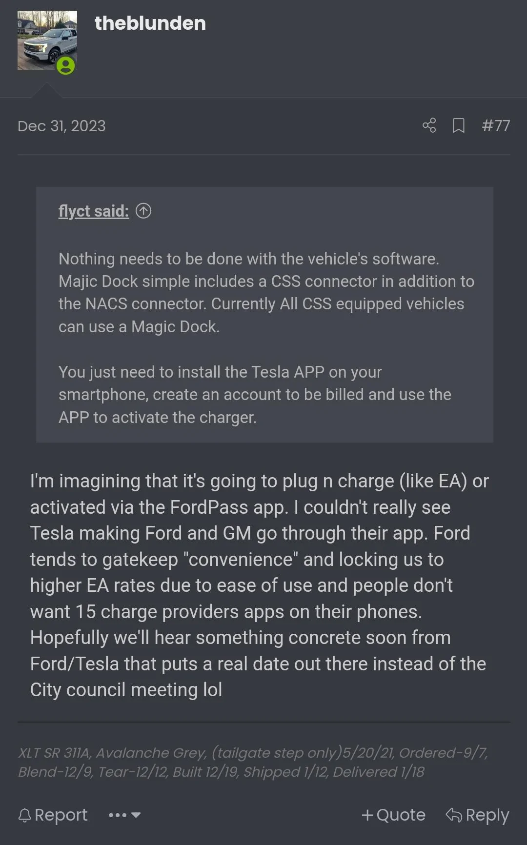 Ford F-150 Lightning Ford to Offer Complimentary Tesla Supercharger Adapter to Eligible Lightning Owners (1/31/24 Update) Screenshot_2024-01-31-18-59-41-63_40deb401b9ffe8e1df2f1cc5ba480b12