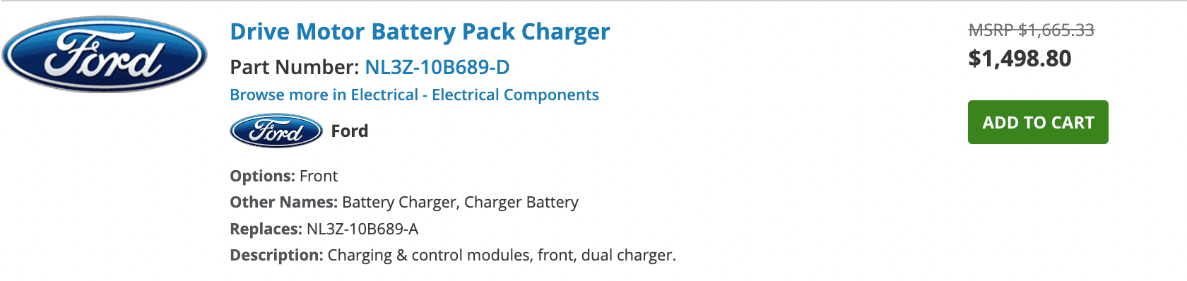Ford F-150 Lightning 2023 Lariat ER needs a new onboard charger 1707052490388
