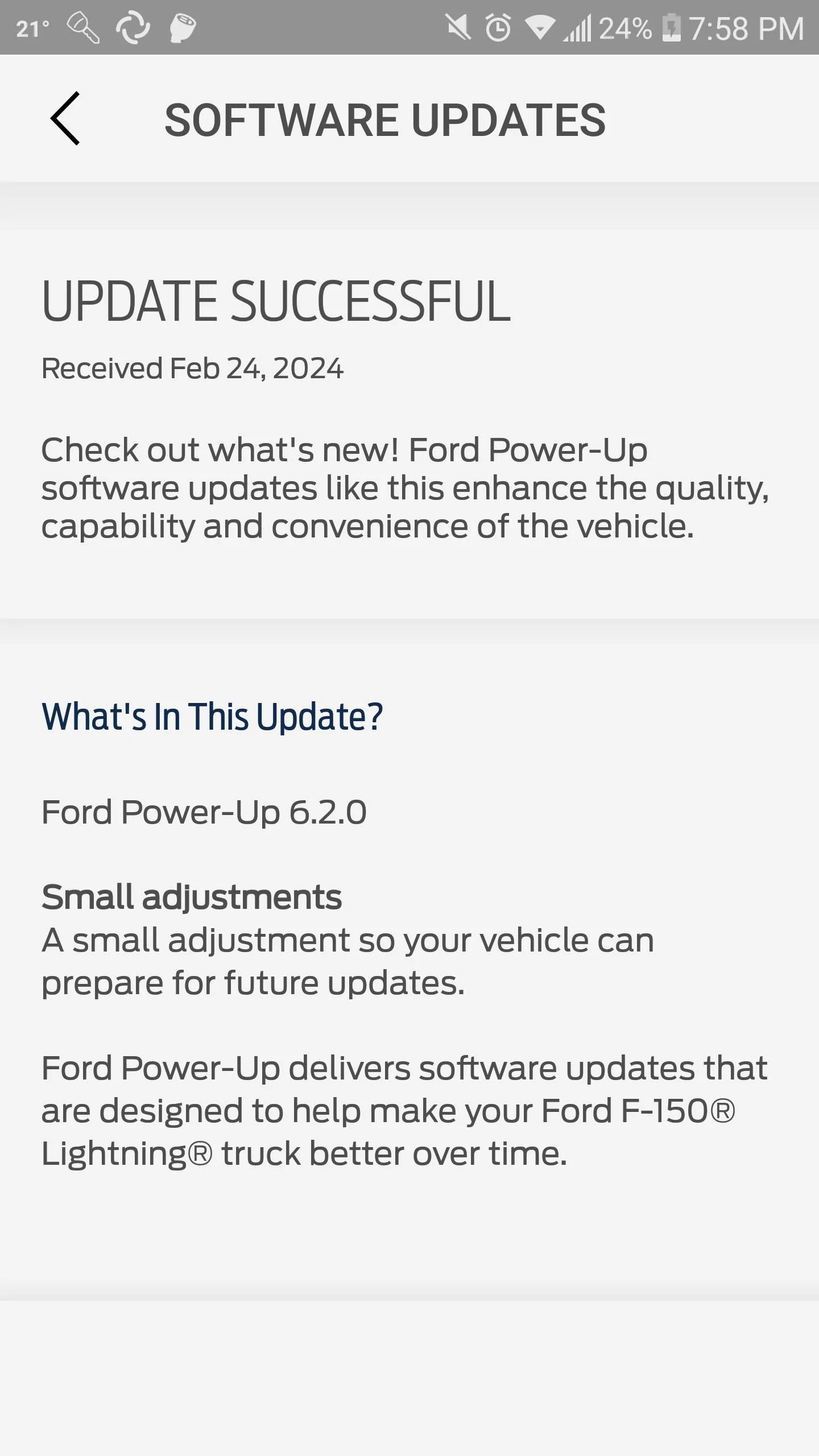 Ford F-150 Lightning Priority Update: 23-PU1103-NAT-VCE (re-release of 6.2.0) Screenshot_20240224_195821