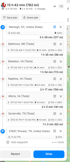 Ford F-150 Lightning Best route for a trip? NY-TN NY to TN.PNG