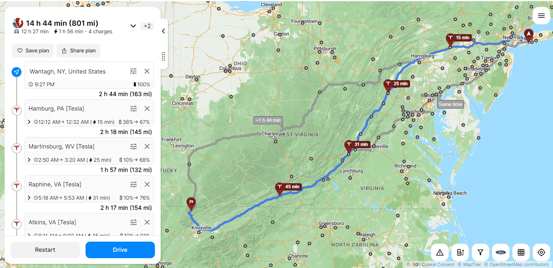 Ford F-150 Lightning Best route for a trip? NY-TN trip`