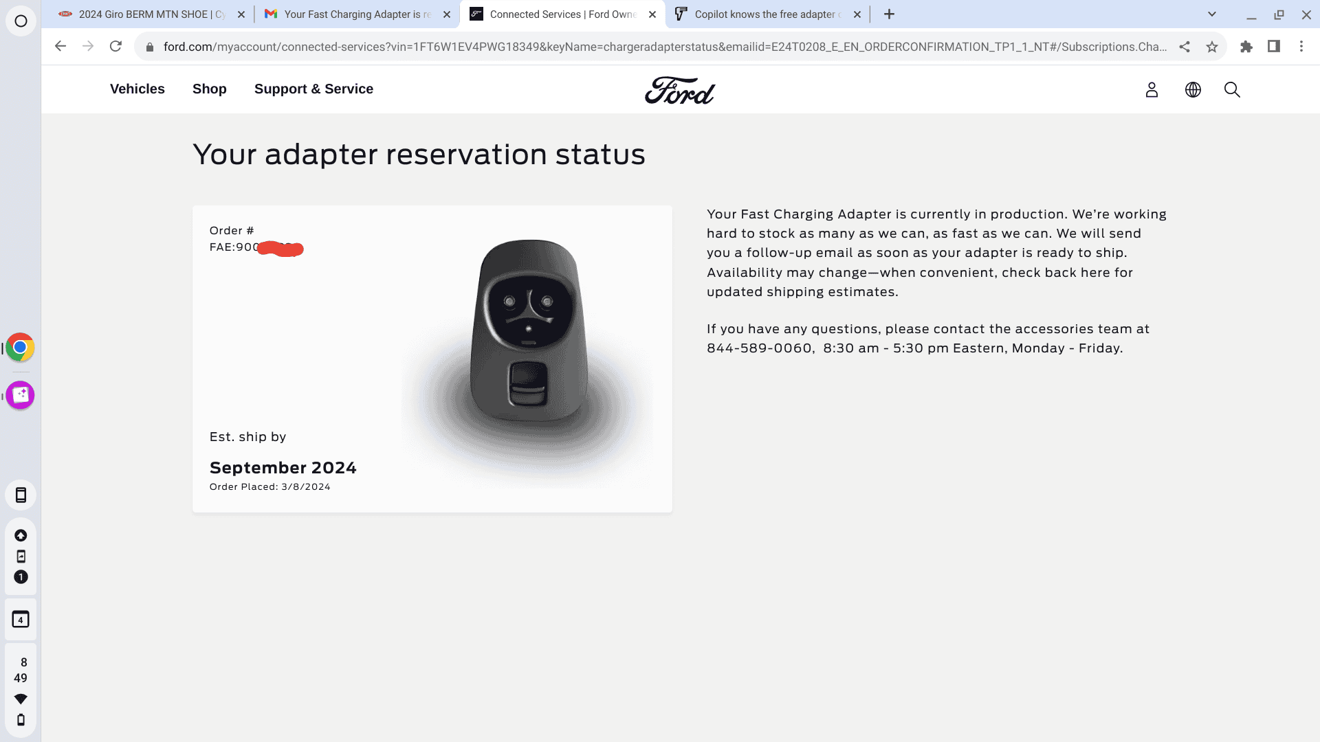 Ford F-150 Lightning Copilot knows the free adapter delivery dates Screenshot 2024-05-04 8.49.25 AM