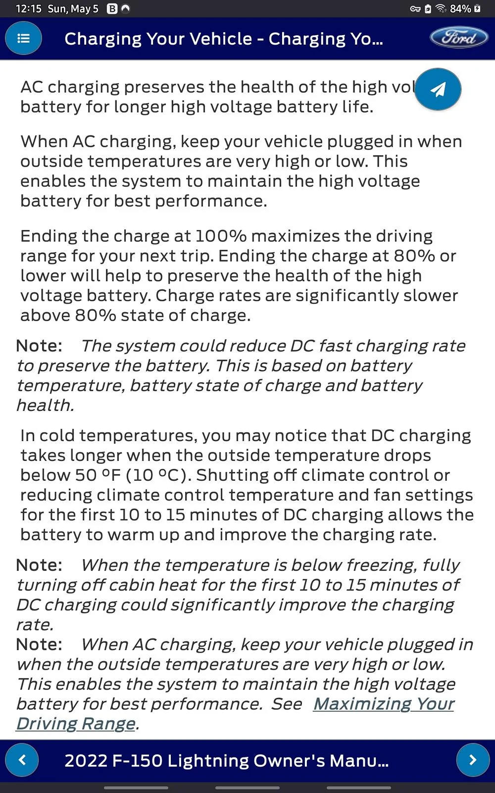 Ford F-150 Lightning Official Charging Recommendations Screenshot_20240505_121531_Firefox