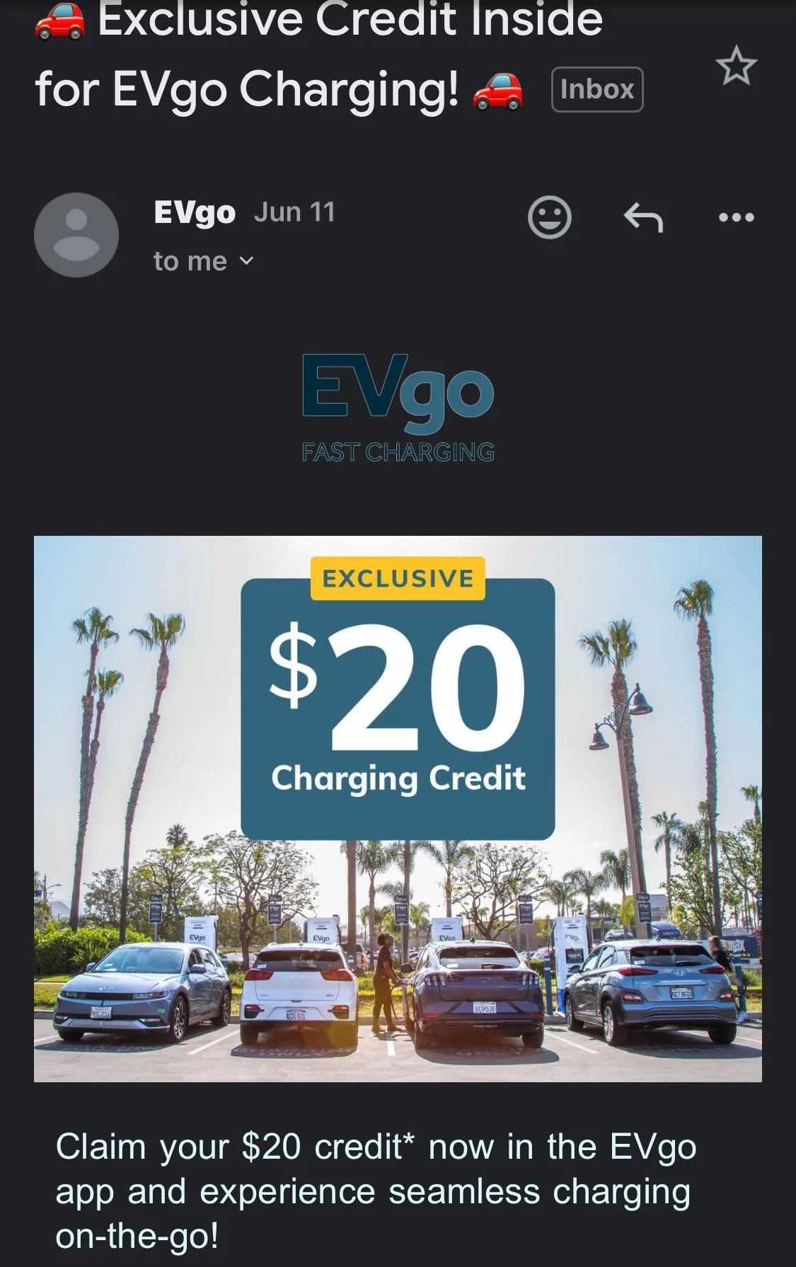 Ford F-150 Lightning $20 free credit from EVGo DCFC - guess they miss me ? Screenshot 2024-06-13 at 05.55.16