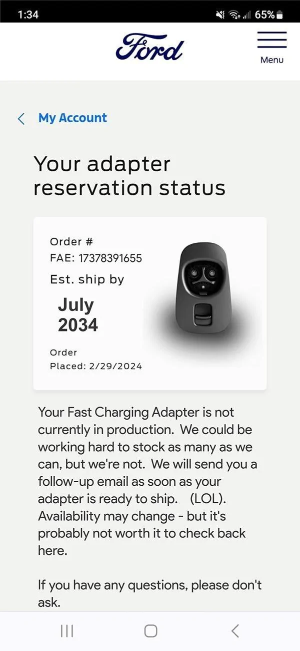 Ford F-150 Lightning Update: F-150 Lightning Fast Charging Tesla Adapters Start Shipping TODAY Per Ford! modified Ford adapter notic