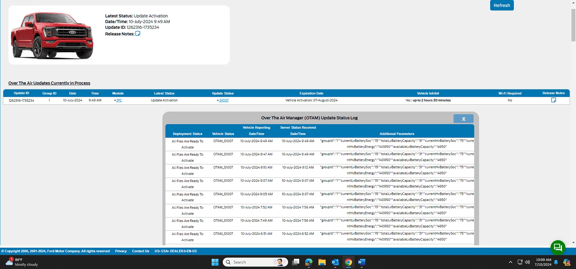 Ford F-150 Lightning Update 6.8 update problem 1720620615261-xl