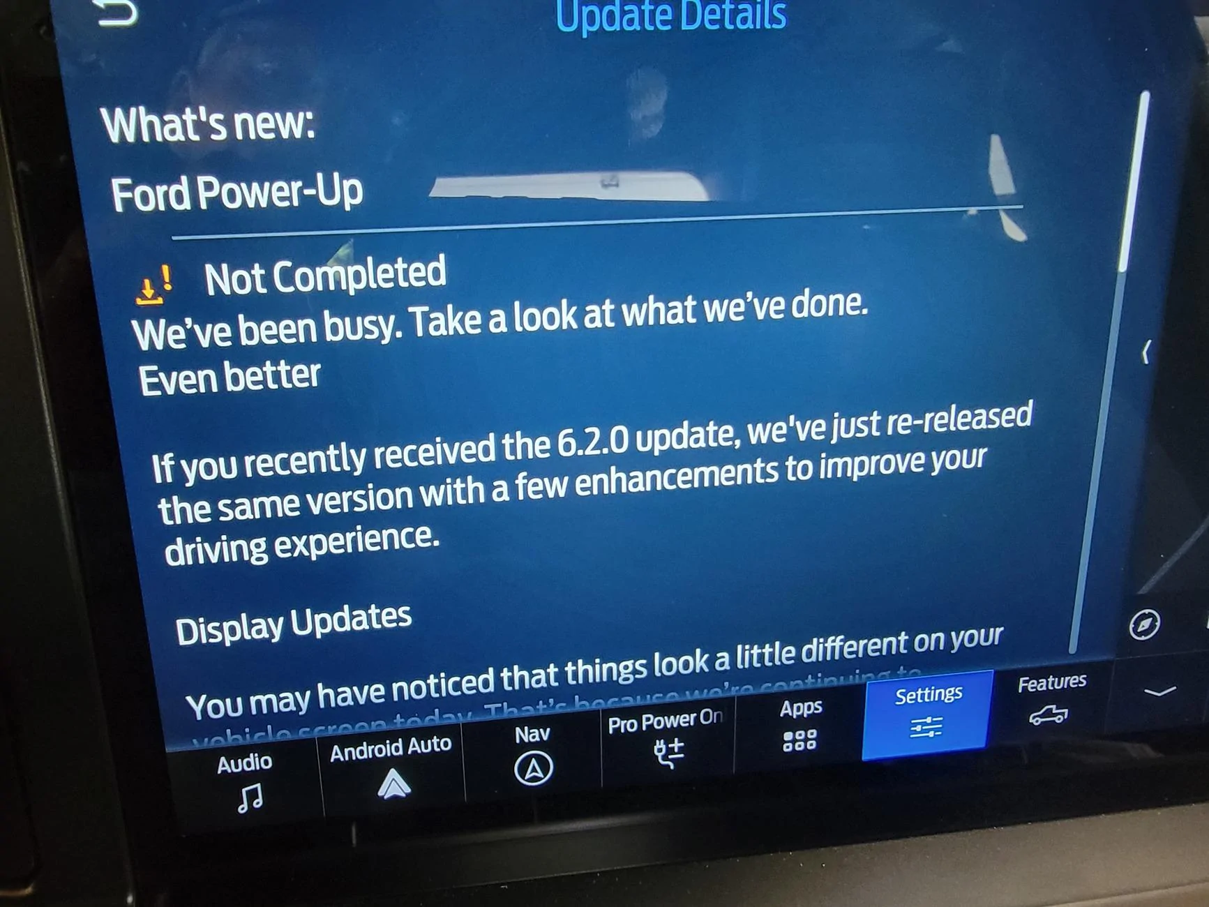 Ford F-150 Lightning Priority Update: 23-PU1103-NAT-VCE (re-release of 6.2.0) Ford Sync Update 6.2 