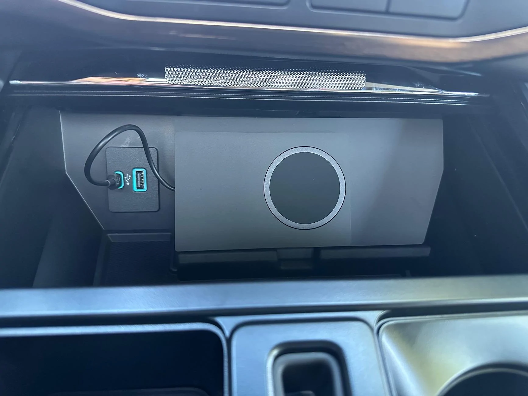 Ford F-150 Lightning Built in phone charging. IMG_4488
