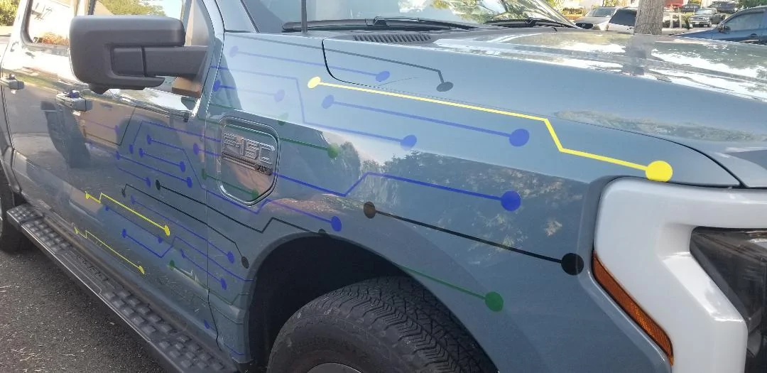 Ford F-150 Lightning Custom electric graphic for the 21st Century truck Lightning body graphic - passenger sid