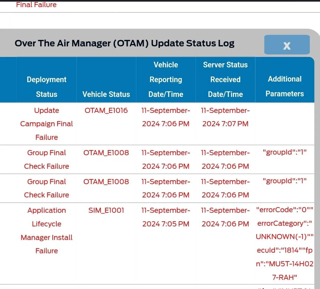 Ford F-150 Lightning Stuck on "Not Completed" for a OTA update. 1000030733