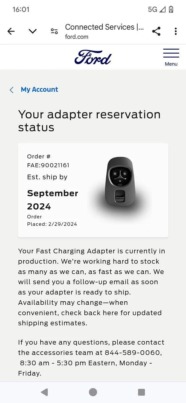 Ford F-150 Lightning Ford Resumes Shipping Fast Charging Adapters (Sept. 2024 batch) Screenshot_20240912-160104