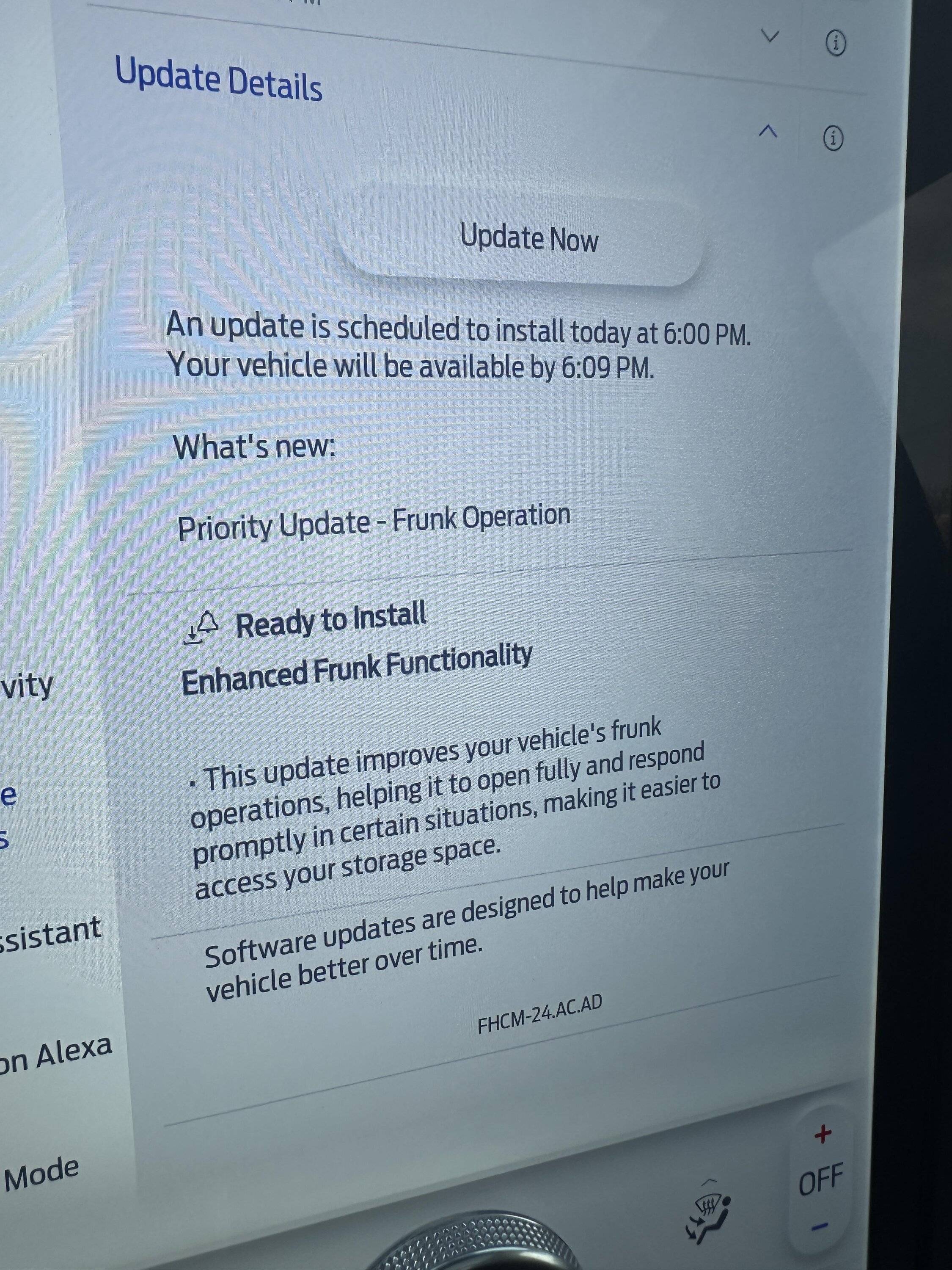 Ford F-150 Lightning Priority Update: FHCM-24.AC.AD - Enhanced Frunk Functionality 1728675610535-m