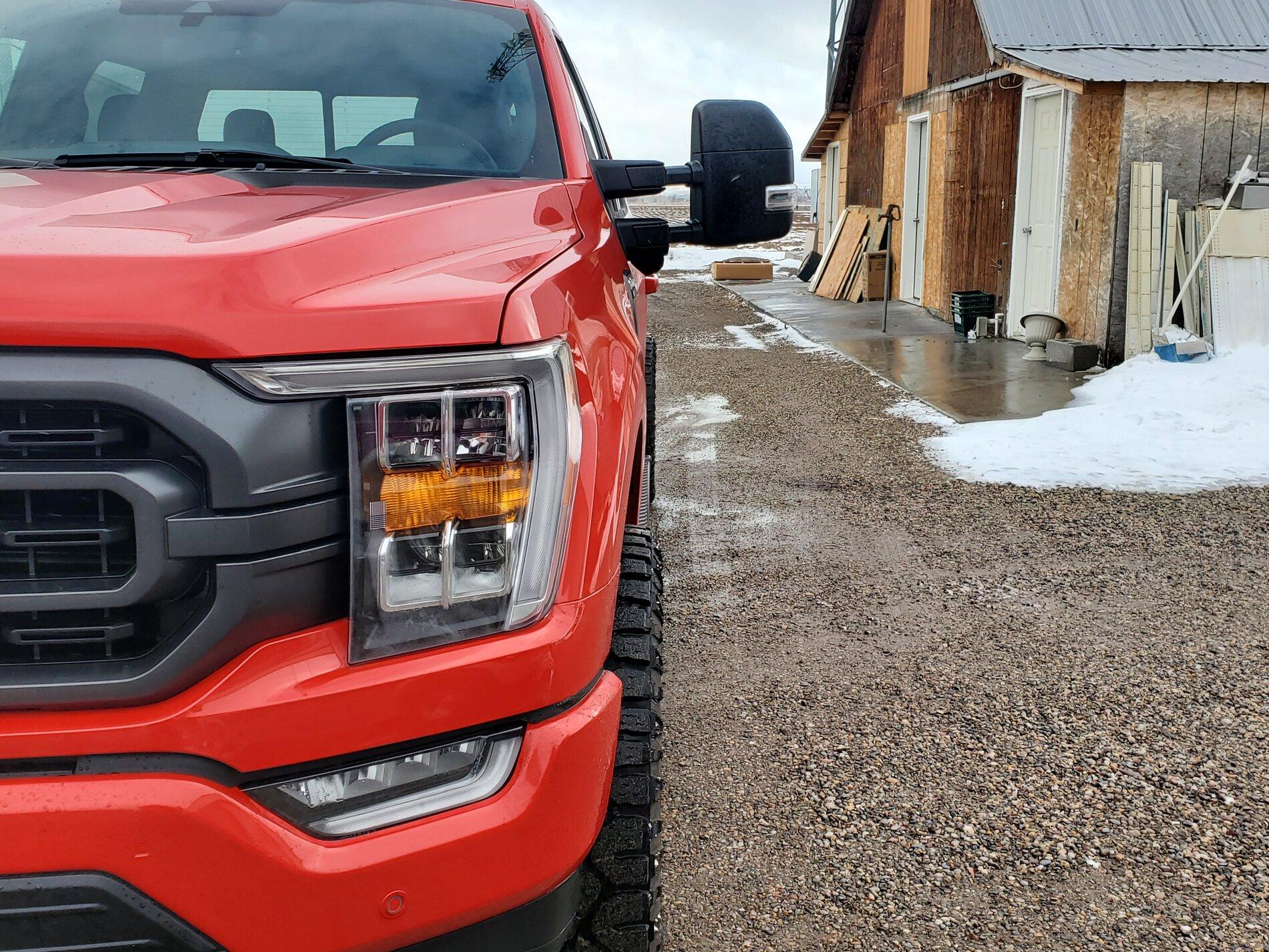 Ford F-150 Lightning 2021 F150 XLT Race Red 305/55/20 tires with 2" leveling kit 20210226_160850