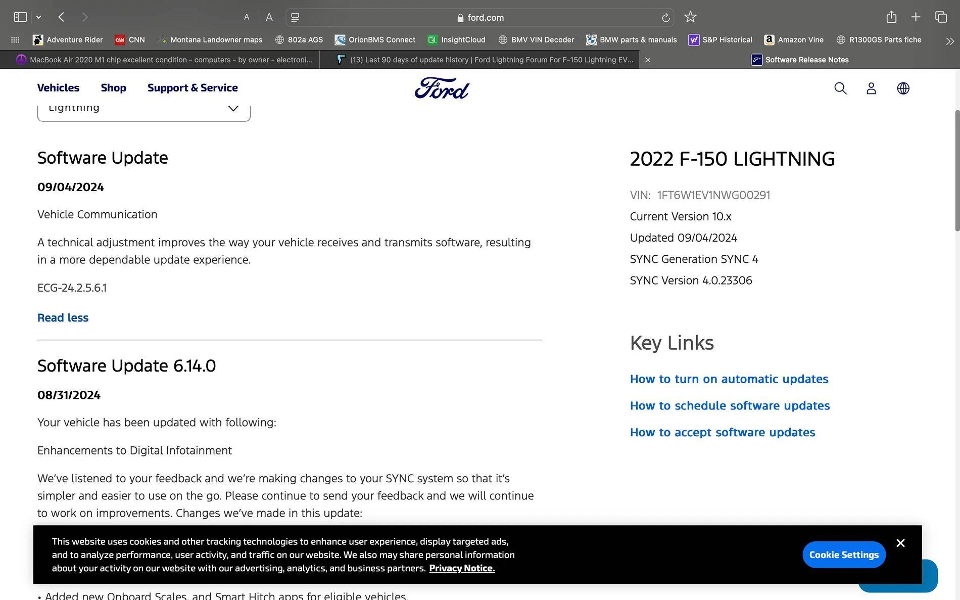 Ford F-150 Lightning Last 90 days of update history Screenshot 2024-11-17 at 9.30.40 PM