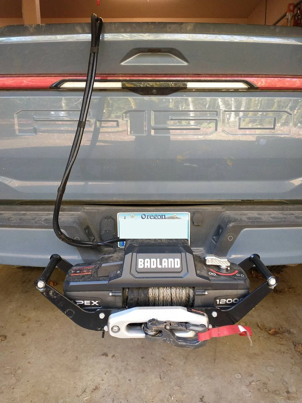 Ford F-150 Lightning 12k winch, trailer hitch mount, deep cycle battery, battery charger setup aft_vi