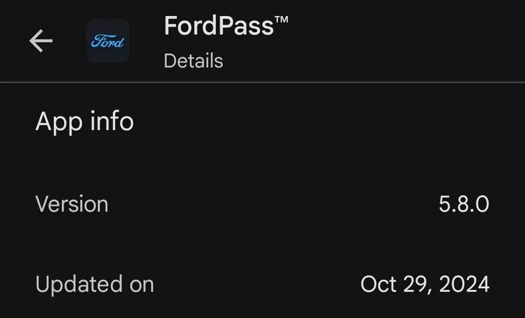 Ford F-150 Lightning FordPass 5.8.0 for android downloaded today 1000031828