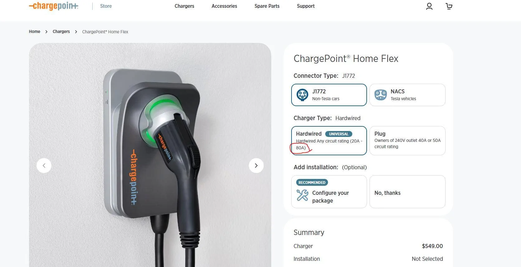 Ford F-150 Lightning ChargePoint HomeFlex HARDWIRED 80amps chargepoint 80am