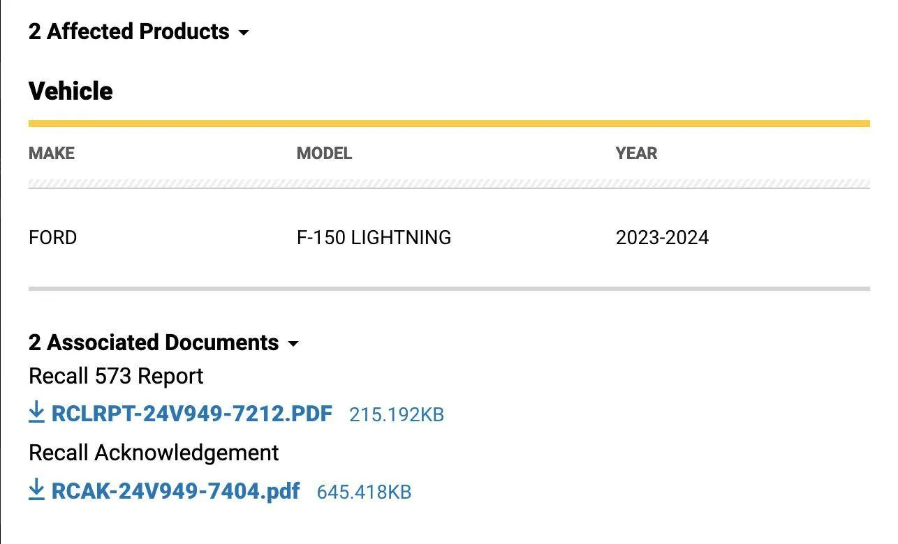 Ford F-150 Lightning NHTSA Recall - Loss of Steering from Front Control Arm Separation (Impacting certain 2023 to 2024 builds) 1735089728562-qj