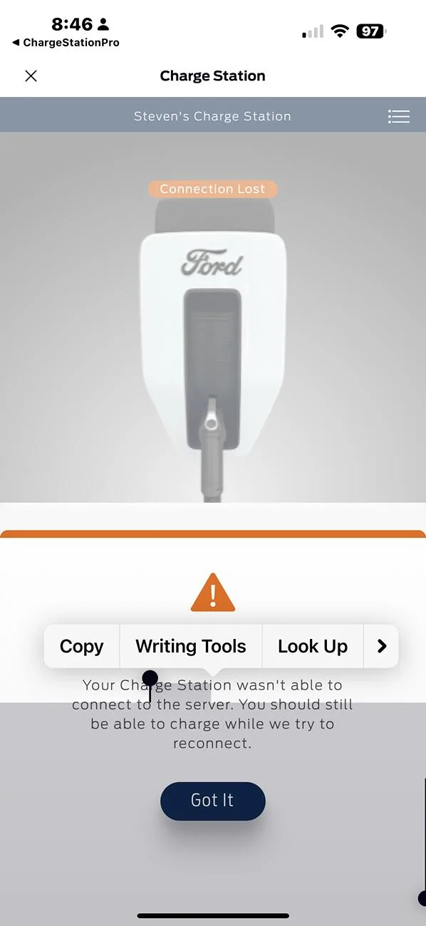 Ford F-150 Lightning Truck and Ford Charger not communicating properly IMG_4908