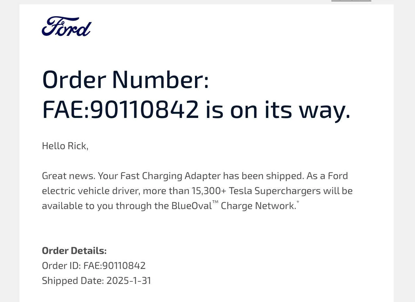 Ford F-150 Lightning ✅ Ford Resumes Shipping NACS Charging Adapters (February 2025 batch) Screenshot 2025-02-01 at 7.51.33 AM