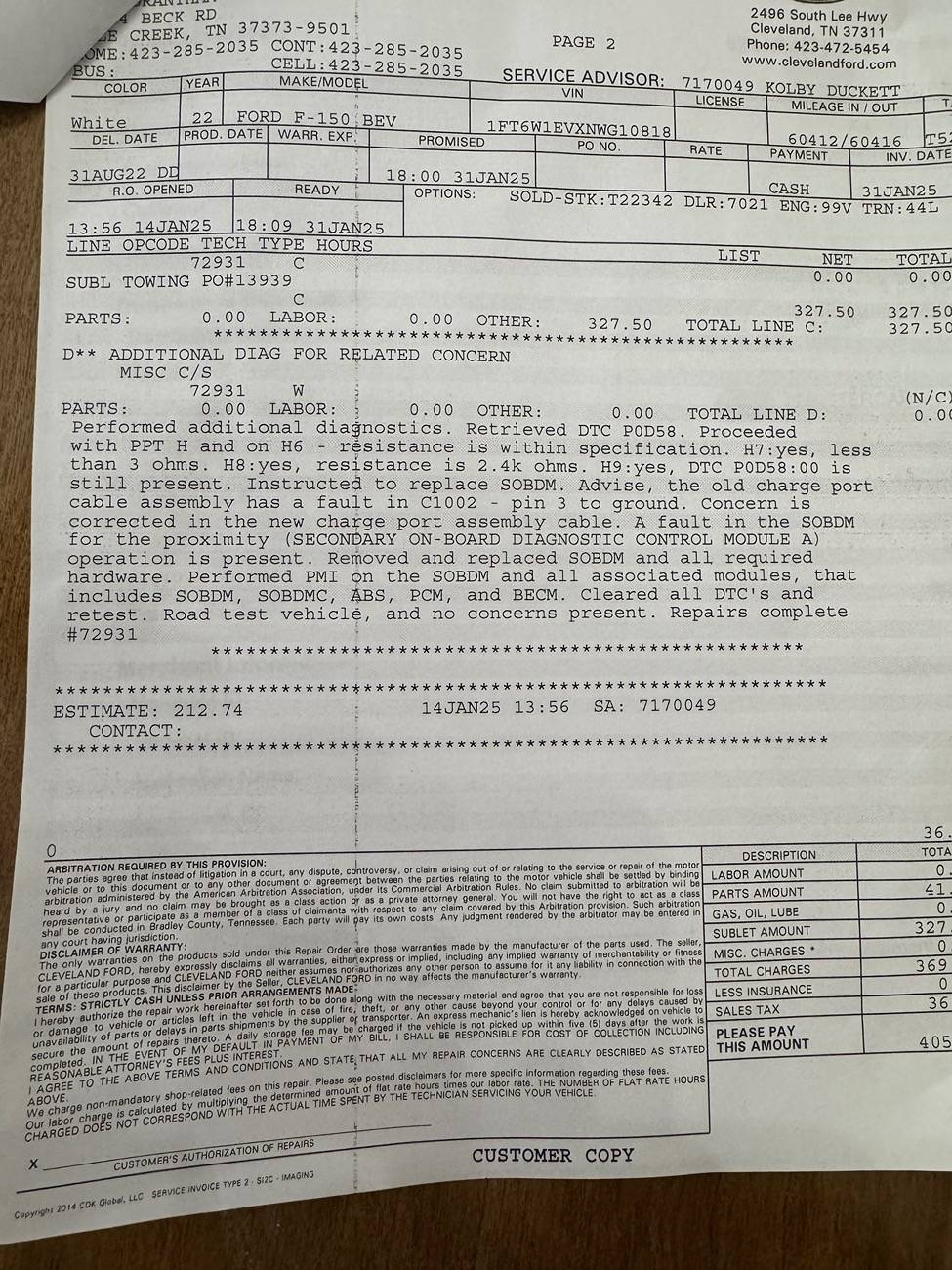 Ford F-150 Lightning 22 Lariat will not DC Charge or Level 2 Charge IMG_3064