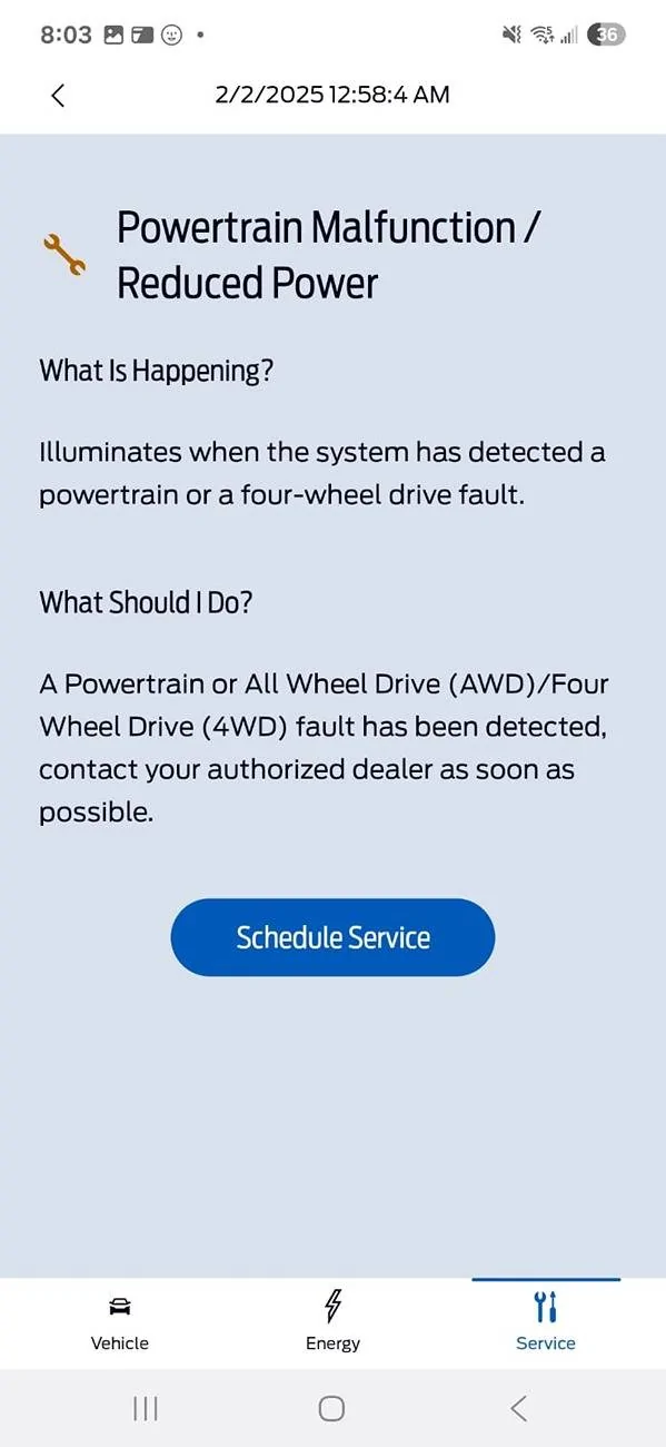 Ford F-150 Lightning 2023 F150 Lightning ER - Electric Powertrain fault and Powertrain Malfunction/Reduced Power WhatsApp Image 2025-02-03 at 10.09.20 PM (1)