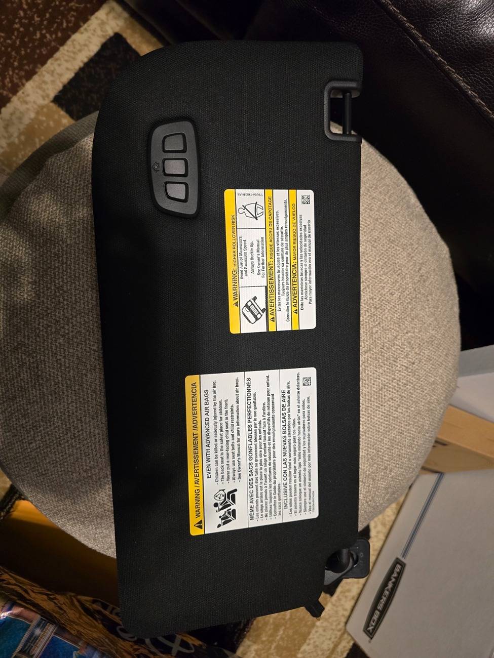 Ford F-150 Lightning Lightning Sun Visor Black Driver's Side w/Illuminated Vanity Mirror & Garage Door Opener (SOLD!) 20250206_133110