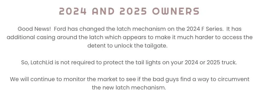 Ford F-150 Lightning F150 Tail Light Theft Ring latch1