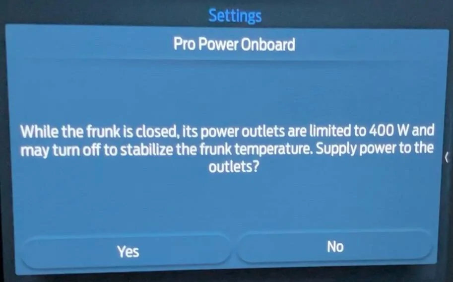 Ford F-150 Lightning Pro Power (2.4 kW) not working, giving me service alert PPO2