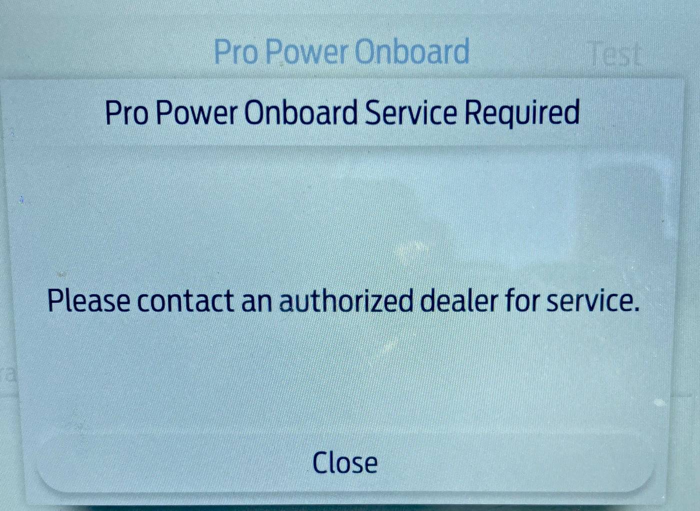 Ford F-150 Lightning Pro Power (2.4 kW) not working, giving me service alert ProPower1