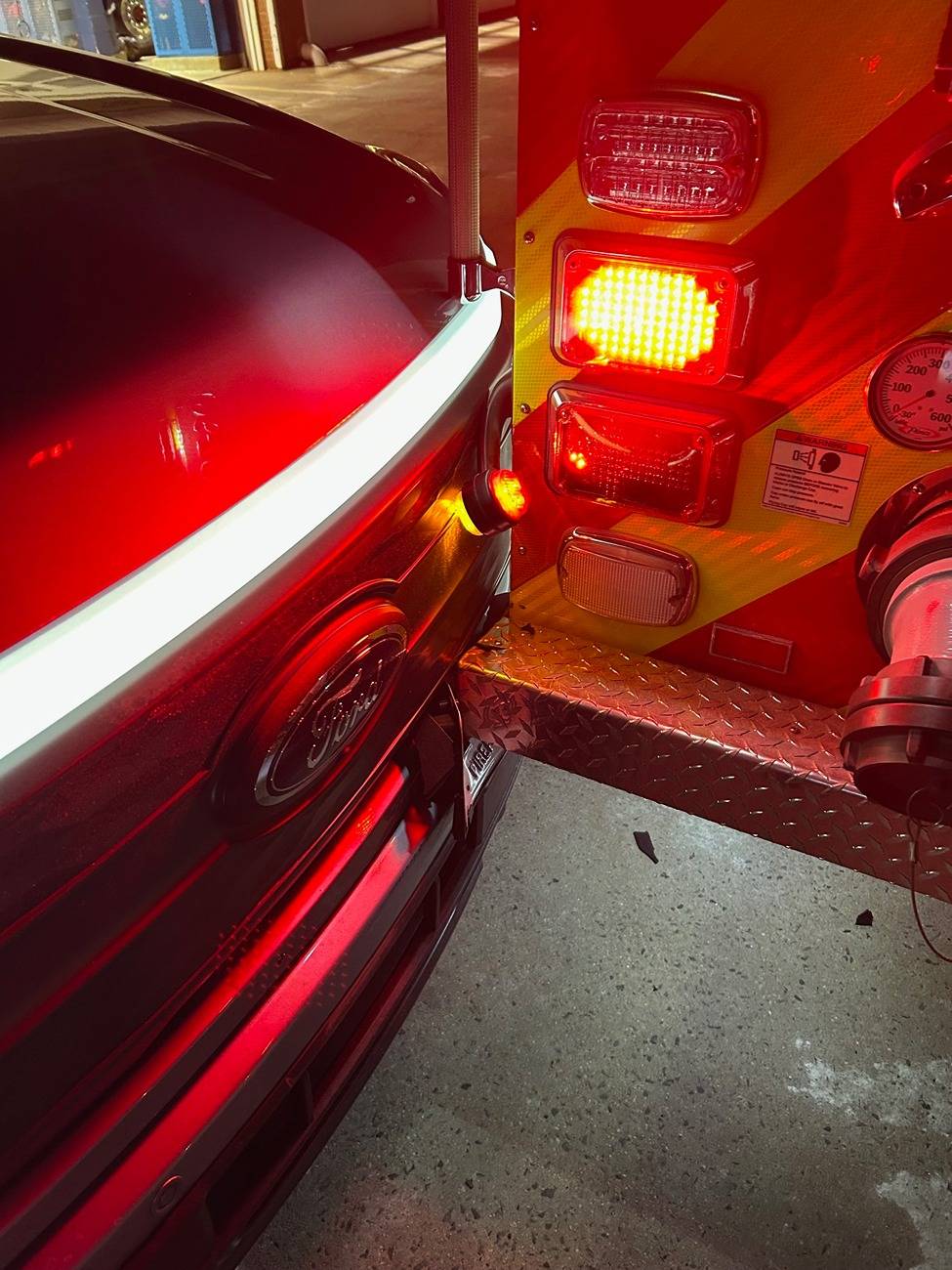 Ford F-150 Lightning Well, I guess I can stop complaining about my light bar alignment… Ford Lightning v Ladder Truck