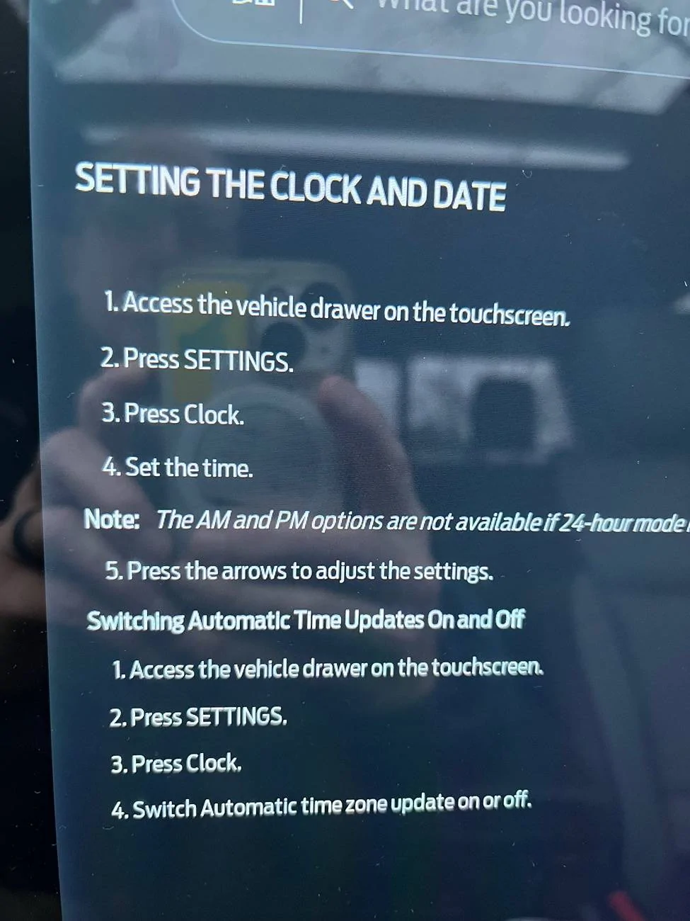 Ford F-150 Lightning Cannot adjust clock! IMG_1160