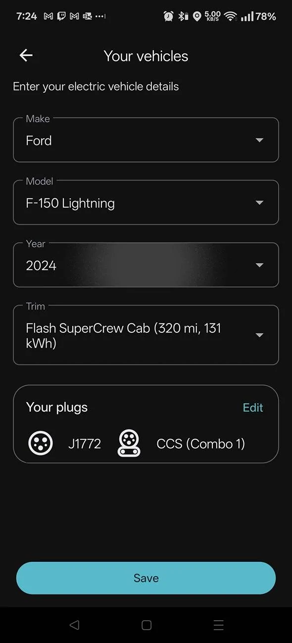 Ford F-150 Lightning Google Maps Vehicle Settings vehicle 1