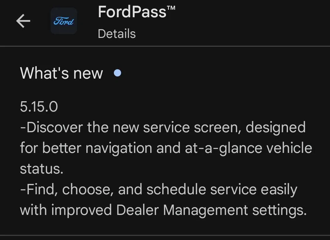 Ford F-150 Lightning FordPass 5.15.0 iOS &  Android App - new service screen 1742488972114-7f