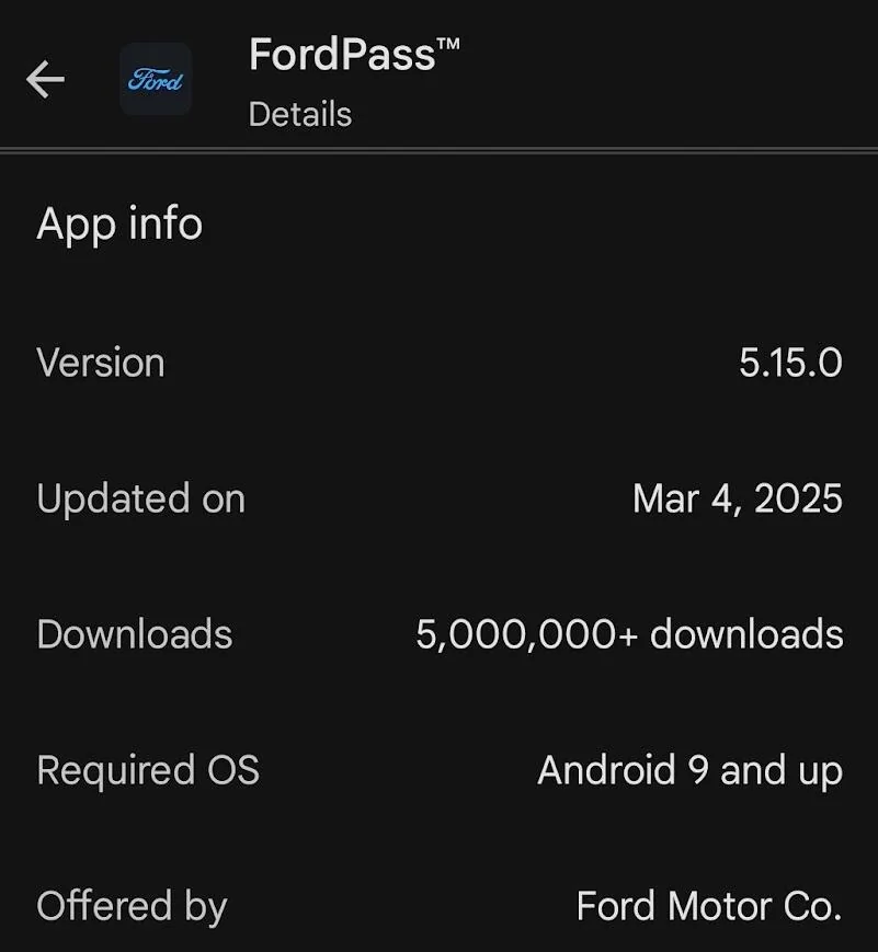 Ford F-150 Lightning FordPass 5.15.0 iOS &  Android App - new service screen 1742488988241-cs