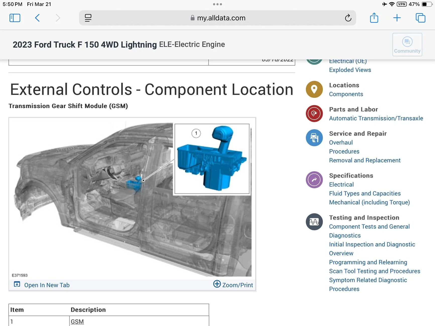 Ford F-150 Lightning Ford stopped delivery of Gear Shift Module (GSM) External Controls - Component Location (Automatic TransmissionTransaxle) - ALLDATA Repair