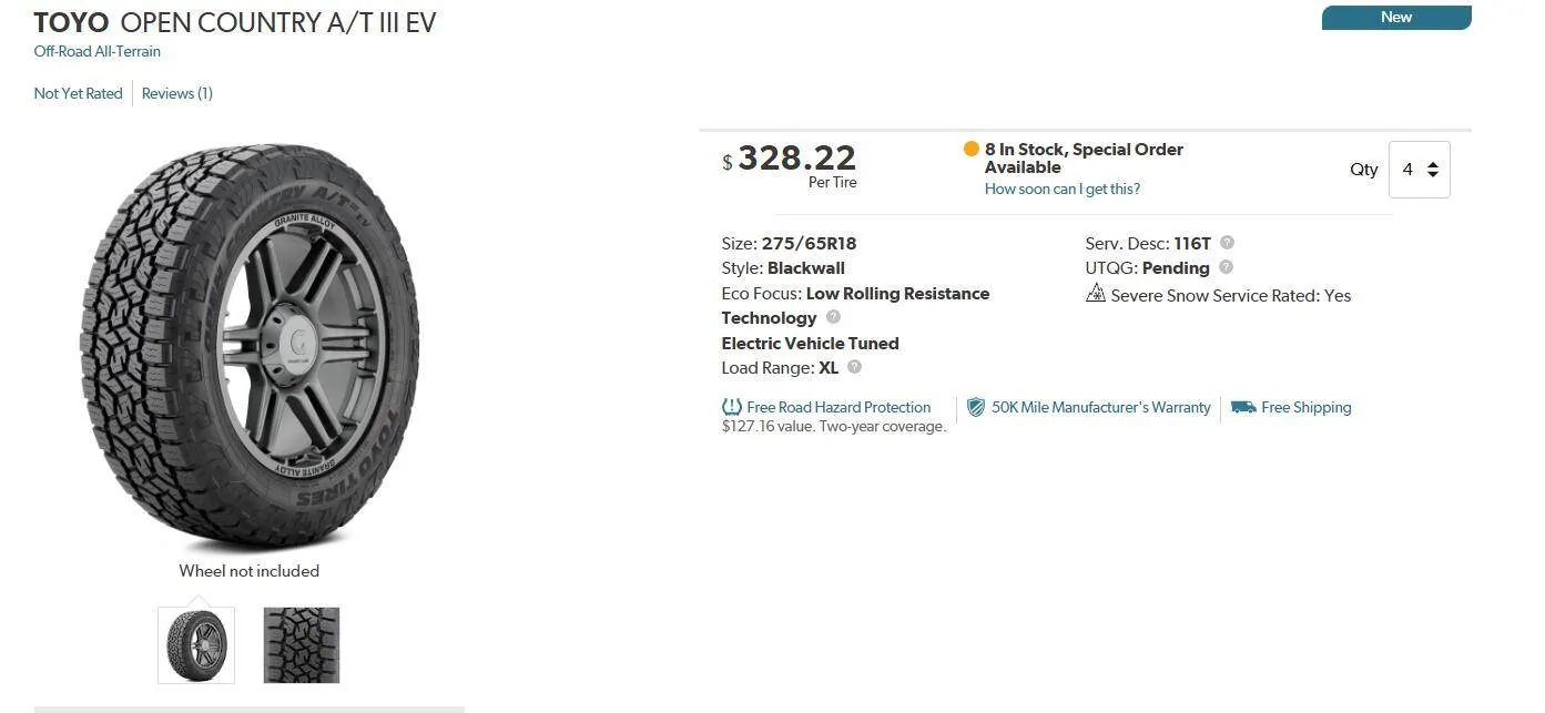 Ford F-150 Lightning Installed Toyo Open Country AT3 EV 116 T XL All-Terrain Tires 1743231029764-xx